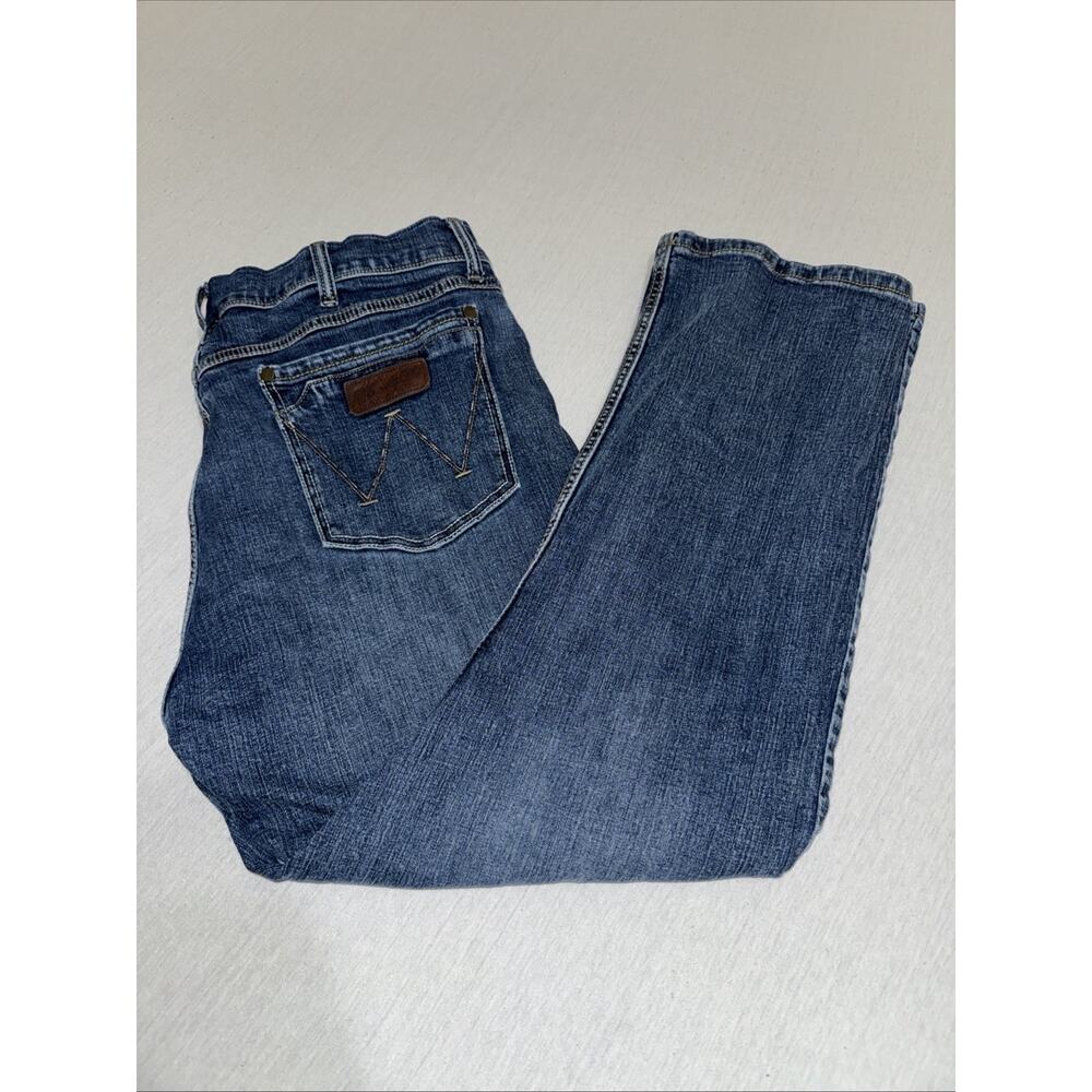 Wrangler Retro Jeans Mens 36x30 Blue Slim Boot Cut Stretch Denim Western Cowboy